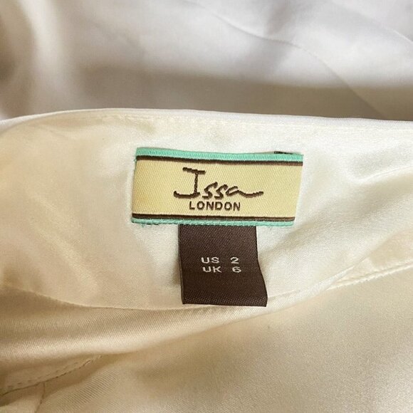 Issa London Ivory Silk Screen Printed Floral Keyhole Back Slim Fit Gown 2 - Picture 13 of 14